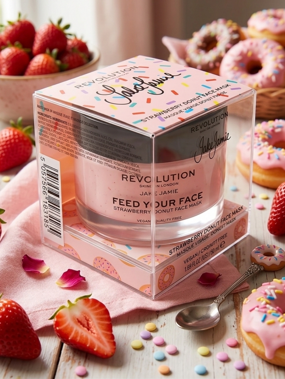 Revolution x Jake Jamie Strawberry Donut Face Mask Full Size 1.69oz New Sealed